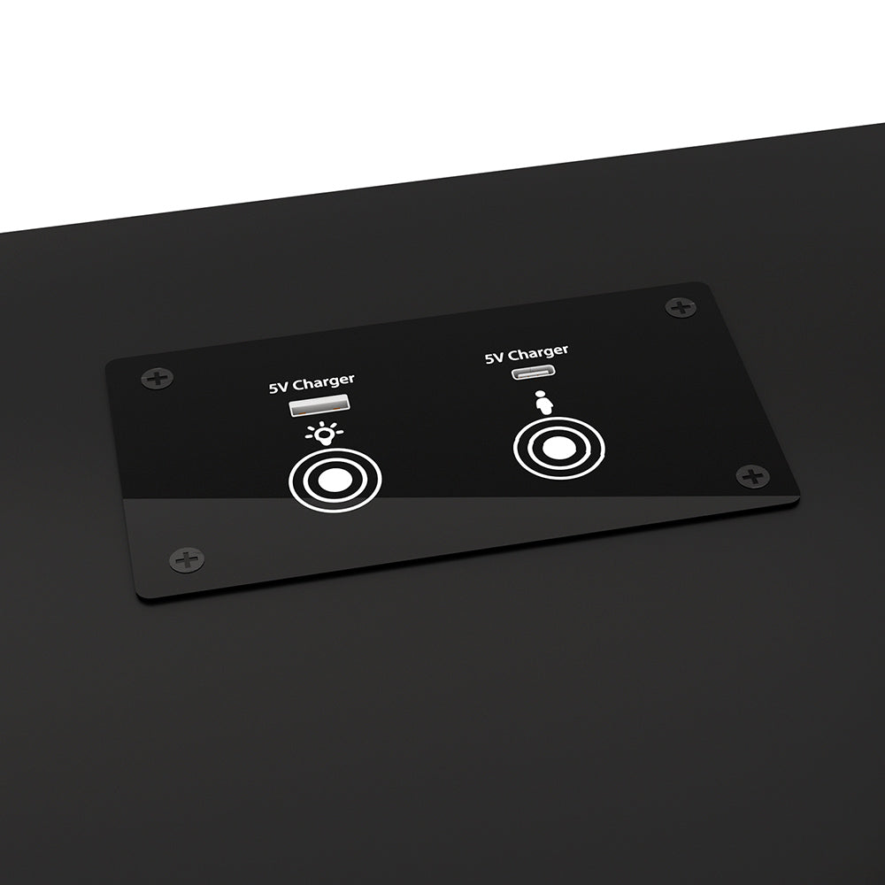 Artiss Bedside Table Charging USB Ports LED - TALA Black