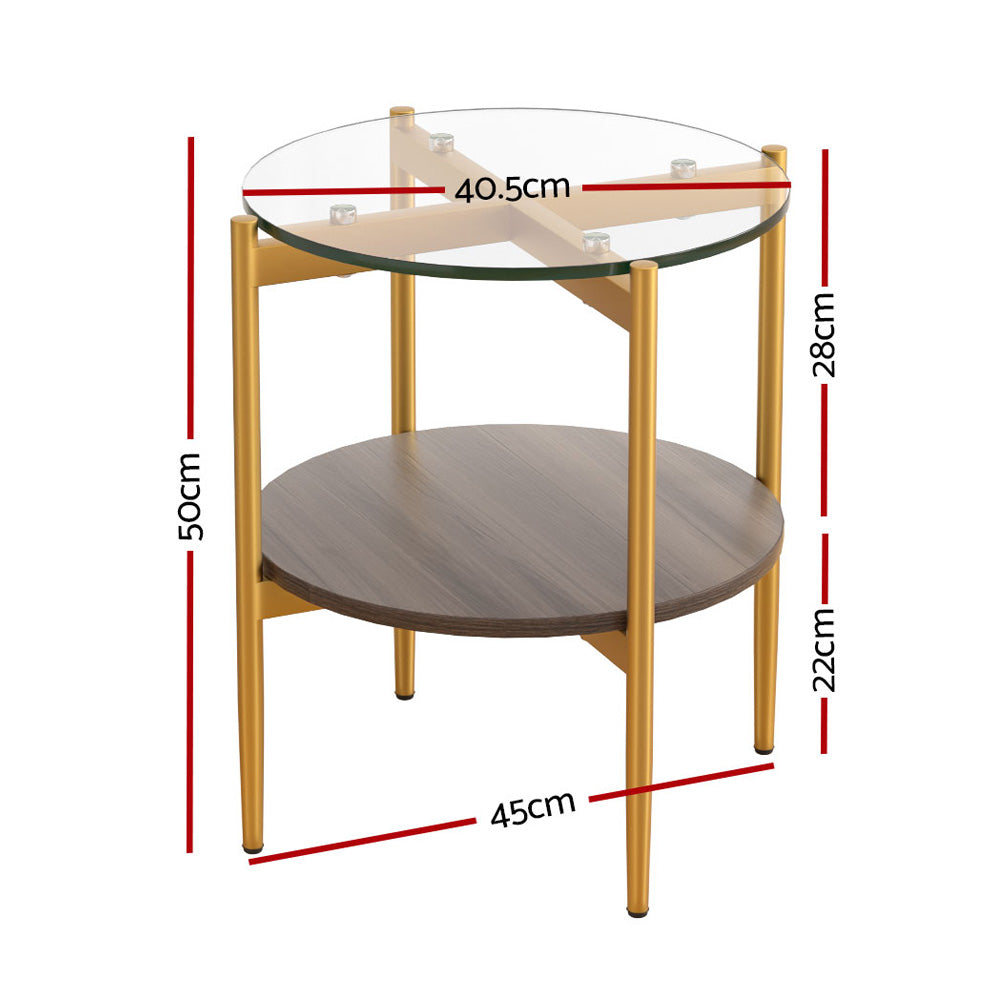 Artiss Coffee Table Side Table Laptop Desk Bedside Sofa Glass Table Metal Frame