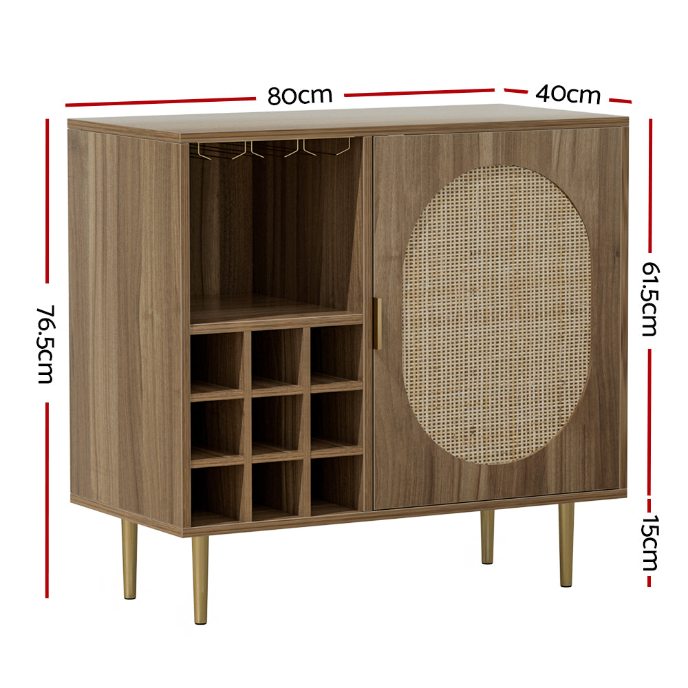 Artiss Rattan Buffet Sideboard Storage Wine Rack Cupboard Server Cabinet Kitchen