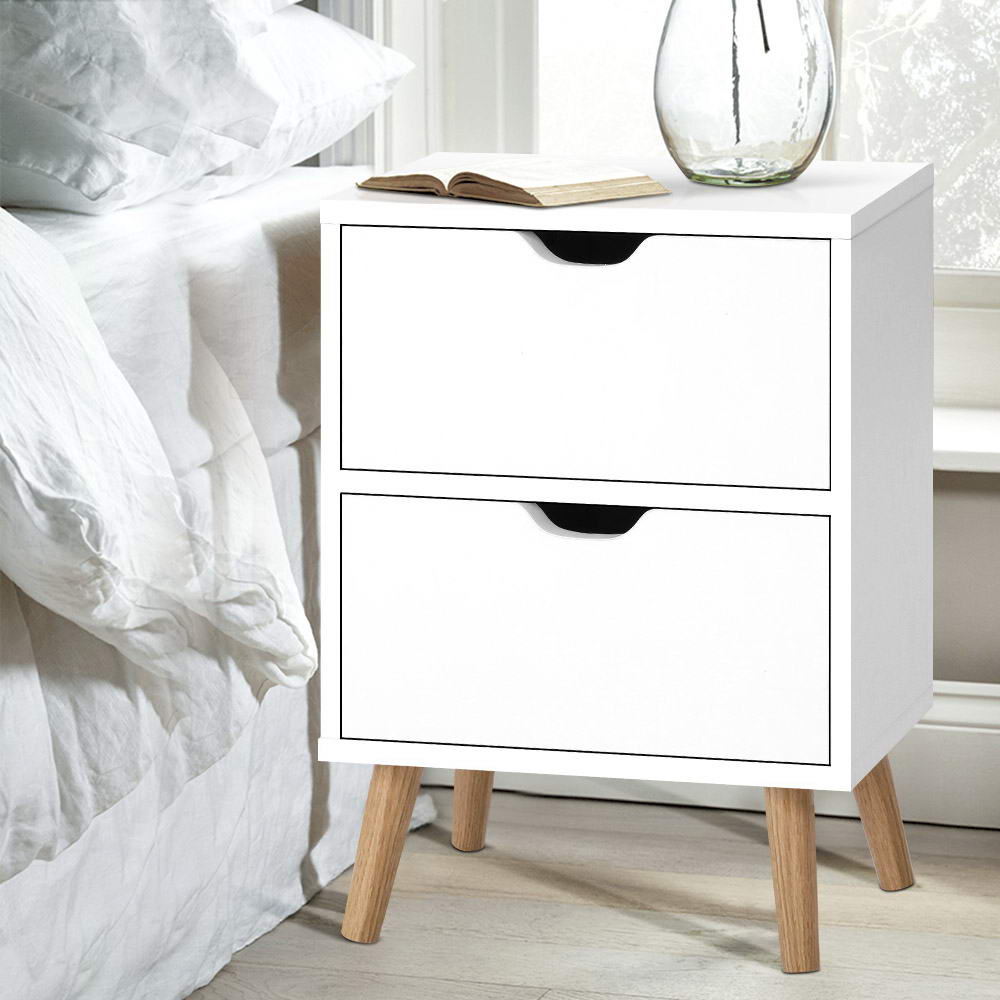 Artiss Bedside Tables Drawers Side Table Nightstand White Storage Cabinet Wood
