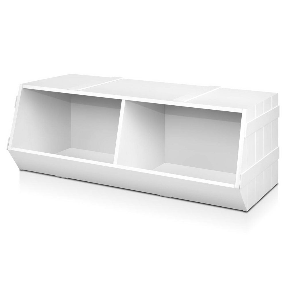 Keezi Kids Toy Box Stackable Bookshelf Storage Organiser Bookcase Shelf