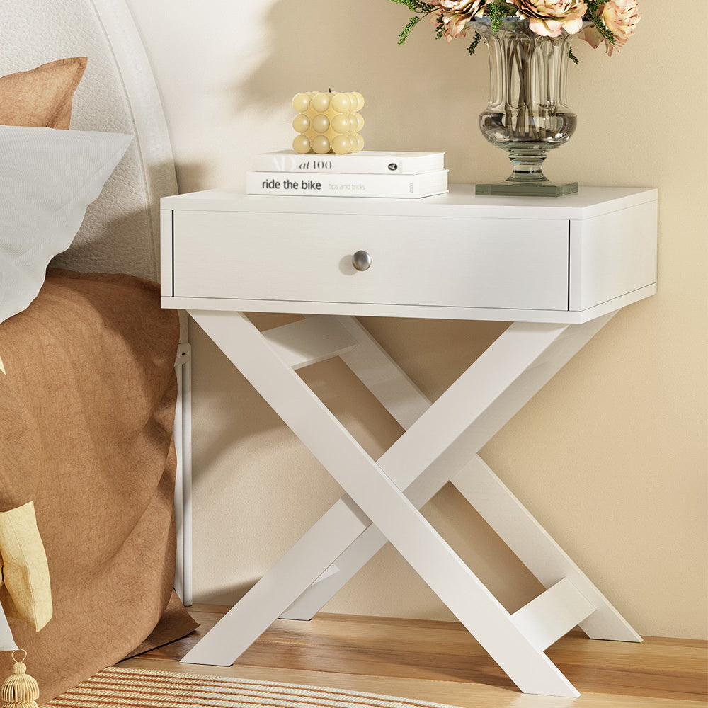 Artiss Bedside Table Side End Table Drawers Nightstand Bedroom Storage White