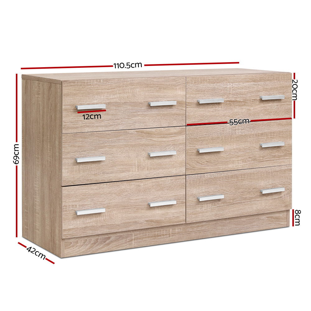 Artiss 6 Chest of Drawers Cabinet Dresser Table Tallboy Lowboy Storage Wood