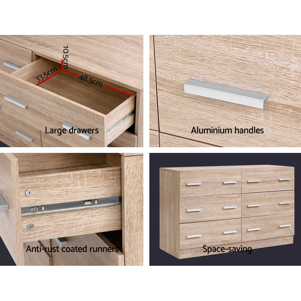 Artiss 6 Chest of Drawers Cabinet Dresser Table Tallboy Lowboy Storage Wood