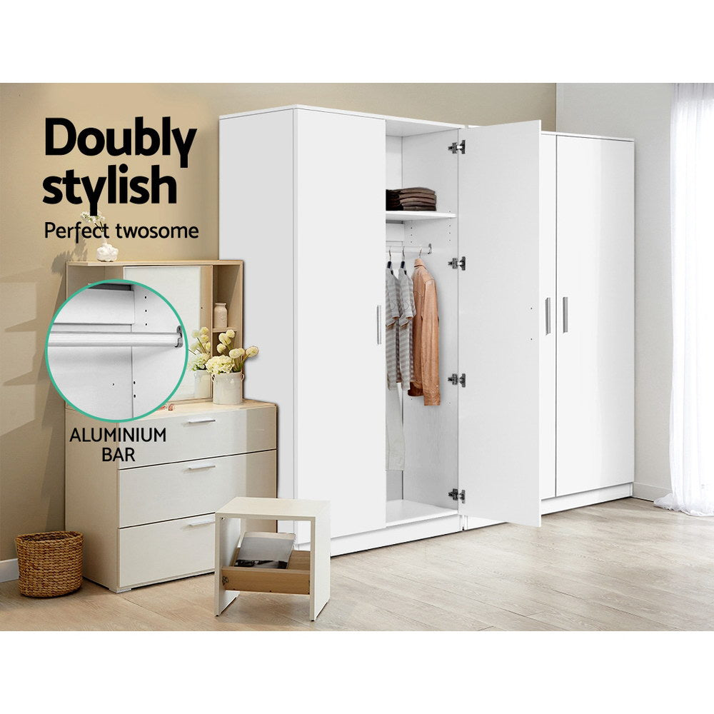 Artiss Multi-purpose Cupboard 2 Door 180cm Wardrobe Closet Storage Cabinet Kitchen Organiser White