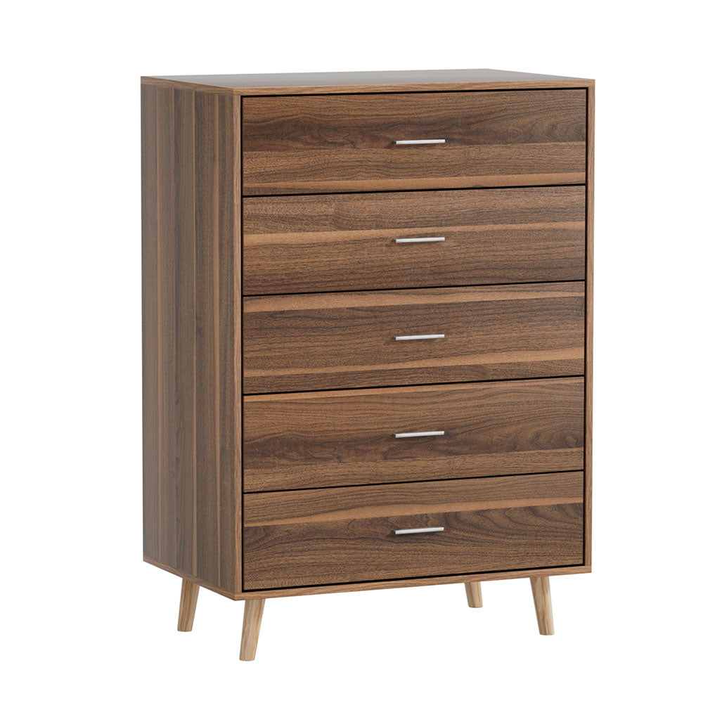 Artiss 5 Chest of Drawers - MIRI Walnut