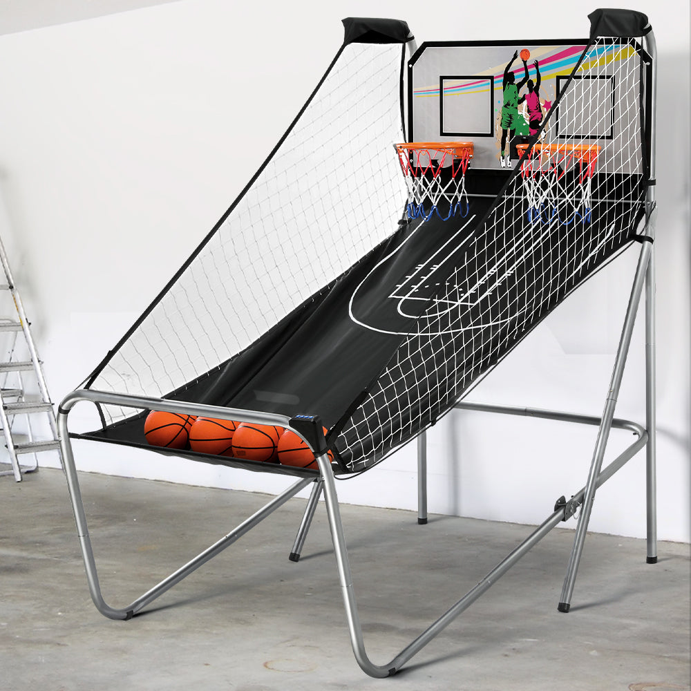 Dual electronic store basketball game