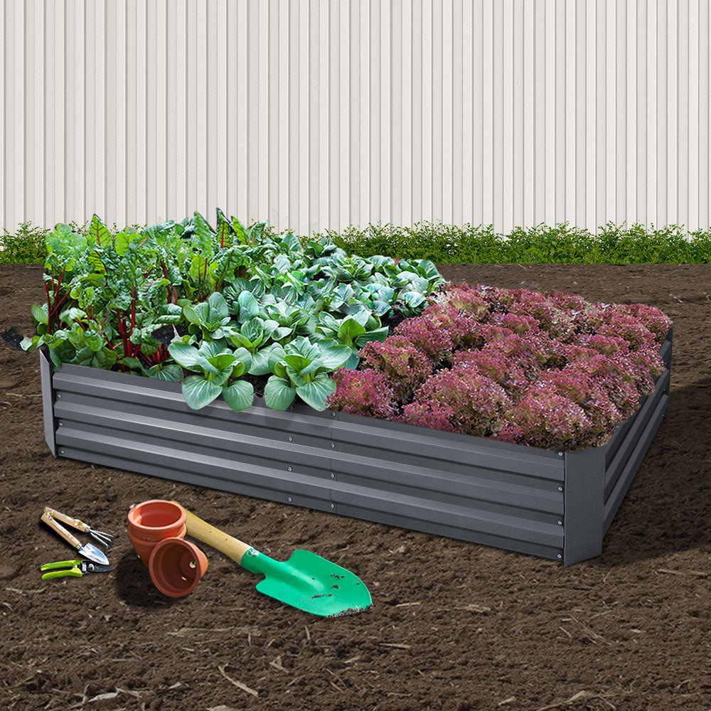 Greenfingers 180x90x30CM Galvanised Raised Garden Bed Steel Instant Planter