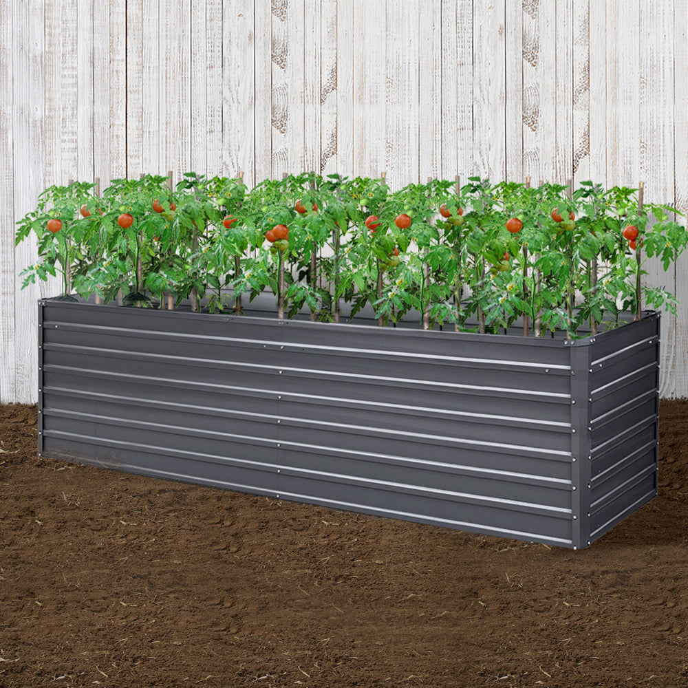 Greenfingers Garden Bed 320 x 80 x 77cm Galvanised Steel Raised Planter 2N1