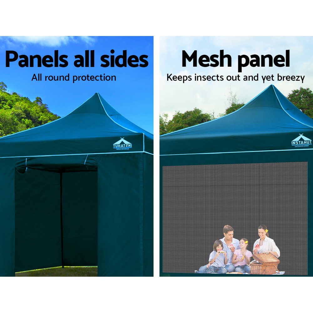 Instahut Outdoor Pop Up Gazebo 3x3m Wedding Marquee Tent Wall Gazebos Sailor Blue