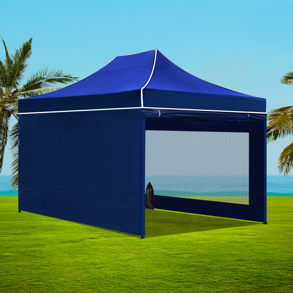 Instahut Gazebo Pop Up Marquee 3x4.5 Folding Wedding Tent Gazebos Shade Blue