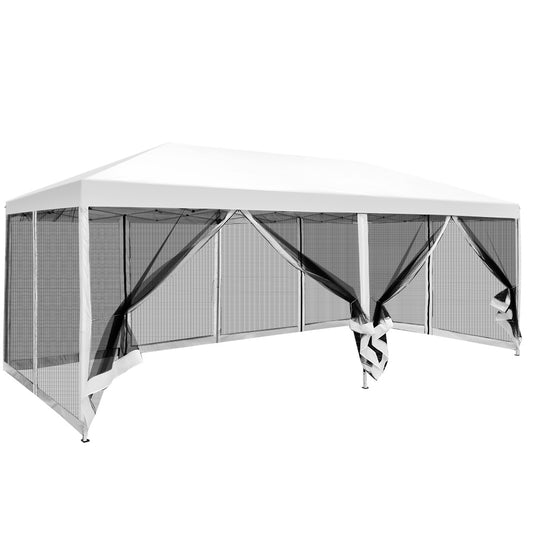 Instahut 3x6m Pop Up Gazebo Wedding Marquee Mesh Side Walls Canopy Outdoor Tent White