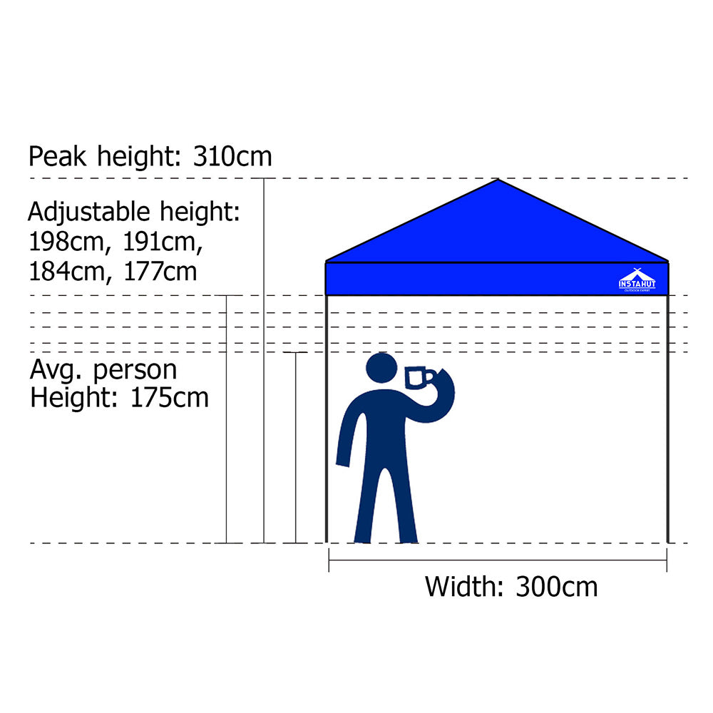 Instahut Gazebo Pop Up Marquee 3x3m Outdoor Tent Folding Wedding Gazebos Blue