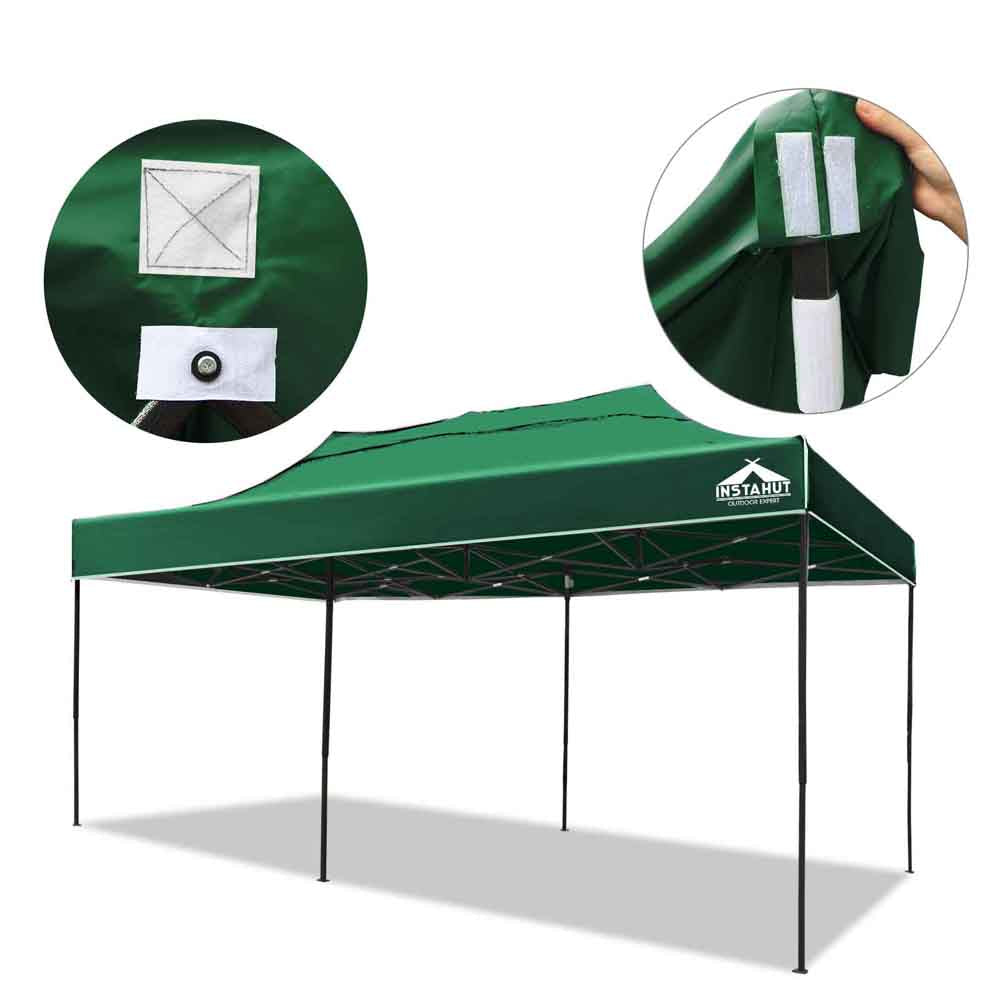 Instahut Gazebo Pop Up Marquee 3x6m Outdoor Tent Folding Wedding Gazebos Green