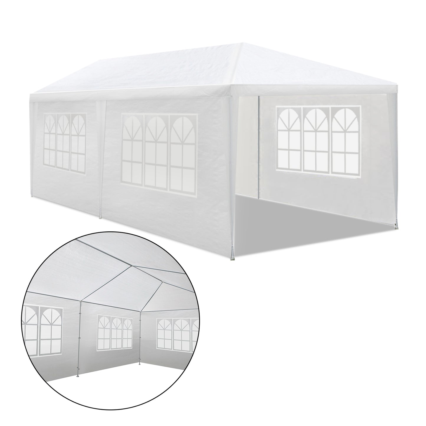 Instahut Gazebo 3x6m Outdoor Marquee Side Wall Party Wedding Tent Camping White 4 Panel
