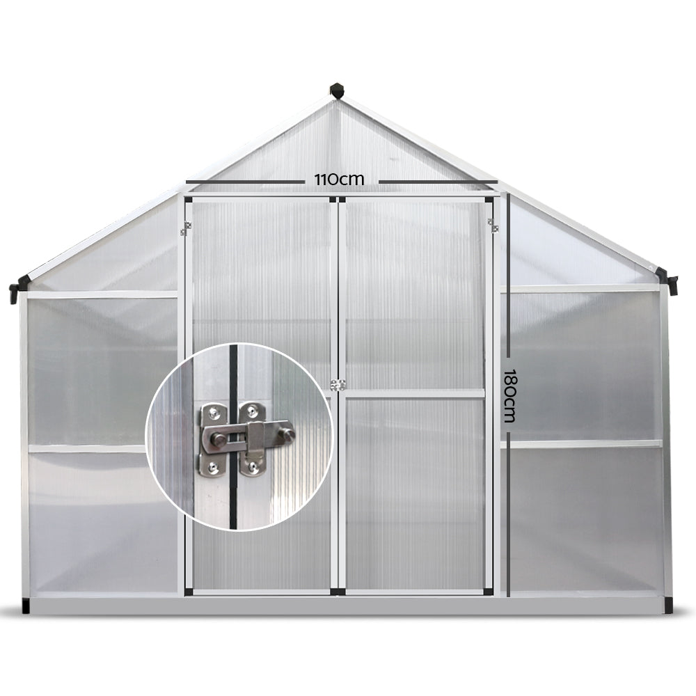 Greenfingers Greenhouse Aluminium Green House Garden Shed Greenhouses 3.08x2.5M