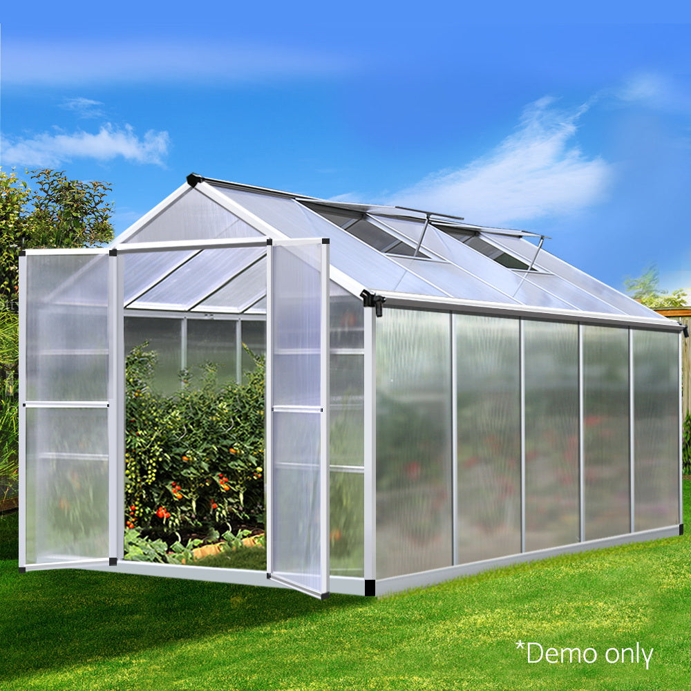 Greenfingers Greenhouse Aluminium Green House Garden Shed Greenhouses 3.08x2.5M