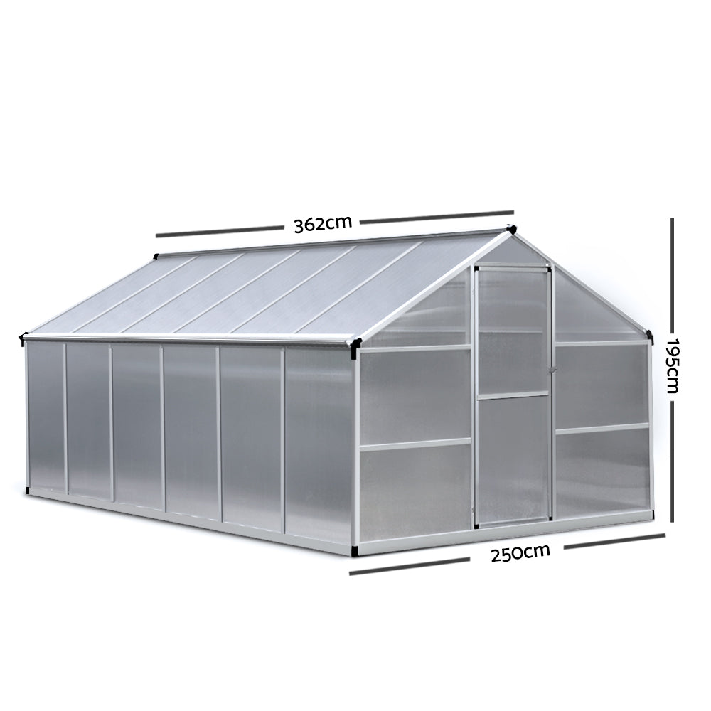 Greenfingers Greenhouse Aluminium Green House Garden Shed Greenhouses 3.62x2.5M