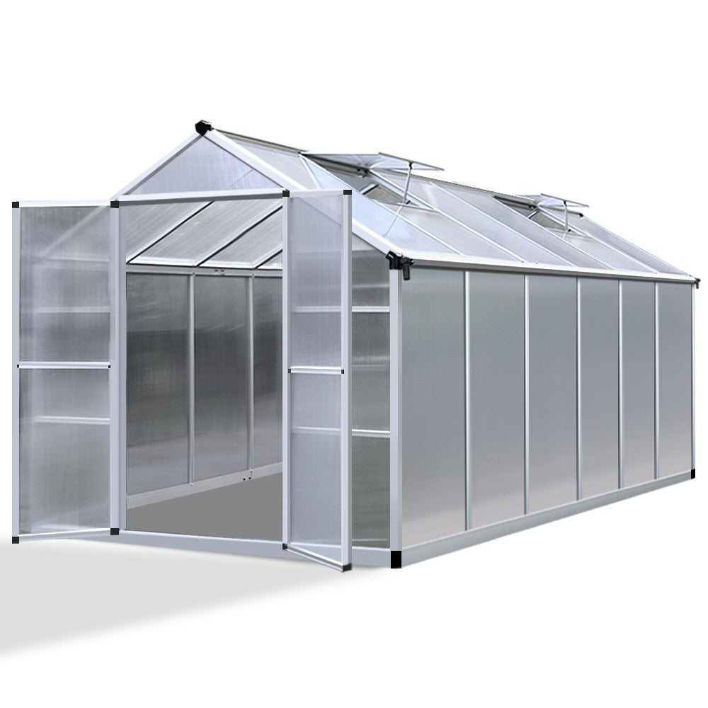 Green Fingers 3.7 x 2.5m Polycarbonate Aluminium Greenhouse