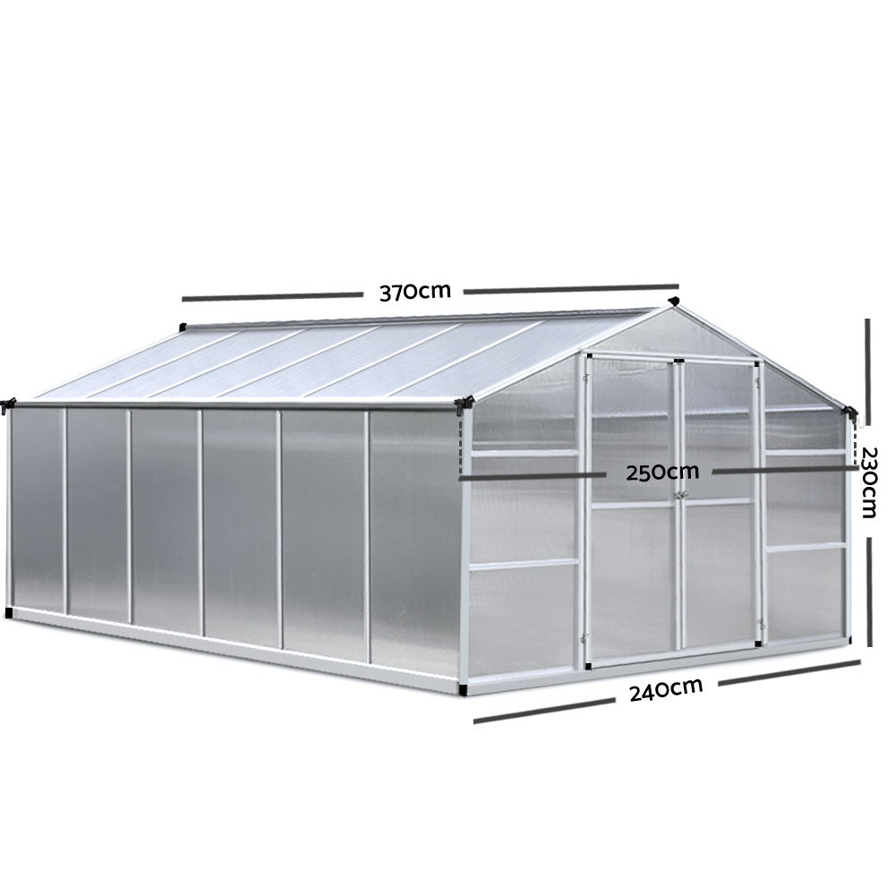 Greenfingers Greenhouse Aluminium Green House Garden Shed Greenhouses 3.7x2.5M