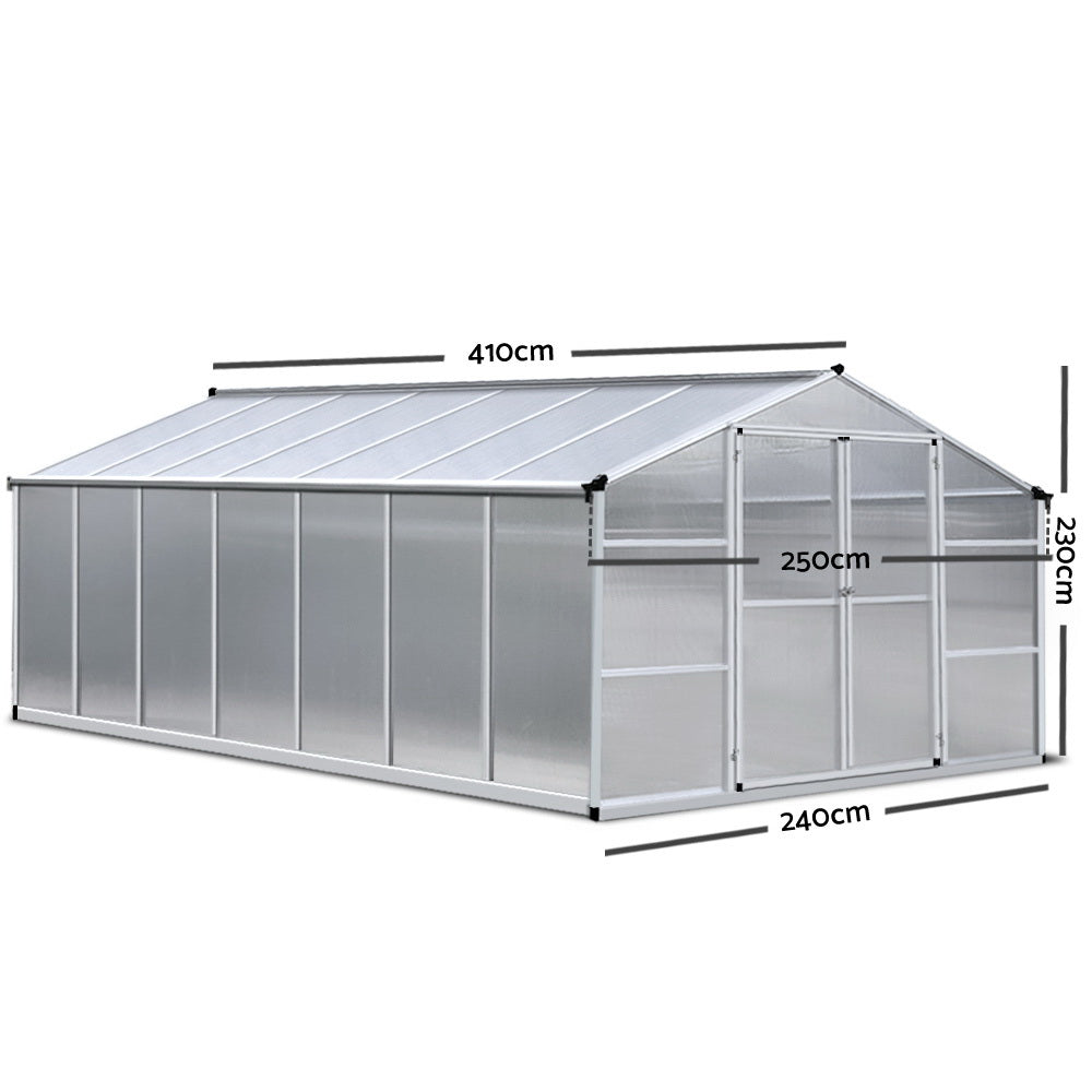 Greenfingers Greenhouse Aluminium Green House Garden Shed Greenhouses 4.1x2.5M