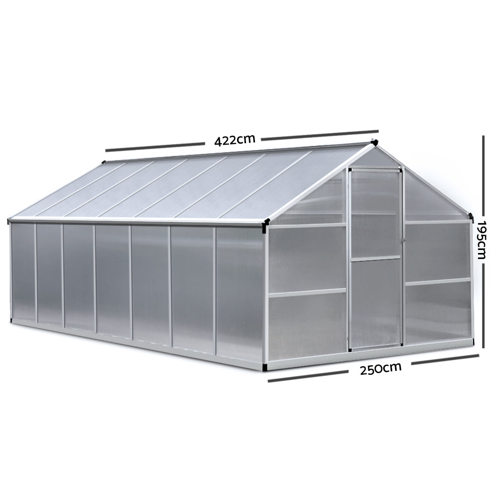 Greenfingers Greenhouse Aluminium Green House Garden Shed Greenhouses 4.22x2.5M