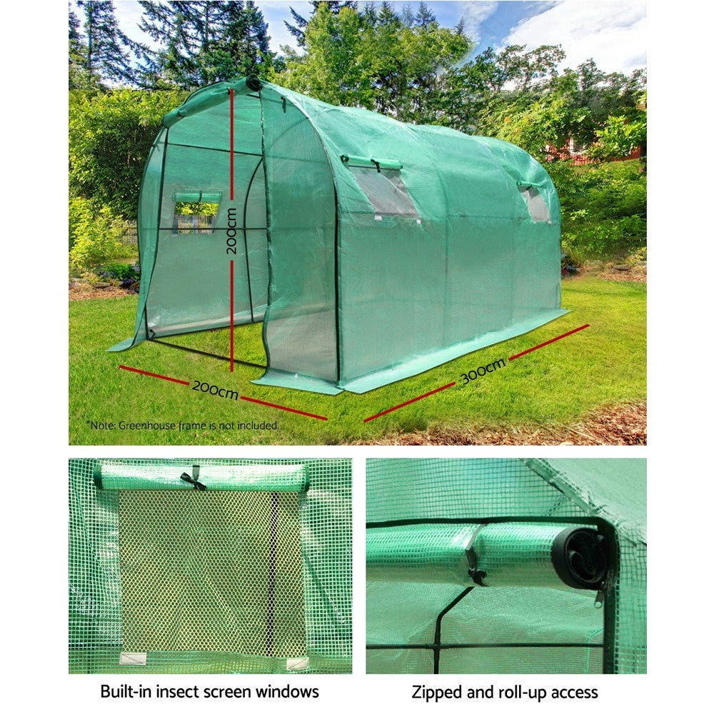 Greenfingers 3X2X2M Walk In Replacement Greenhouse PE Cover Shed - Cover Only