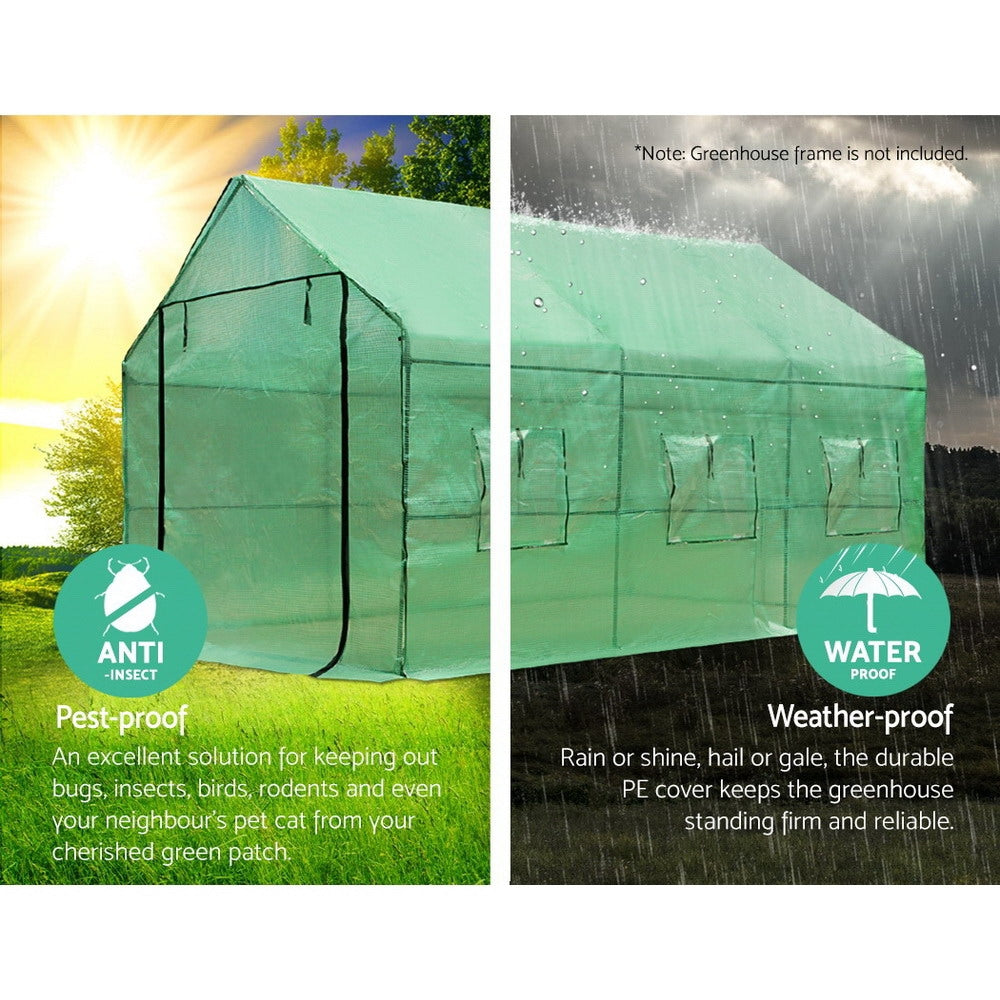 Greenfingers 3.5X2X2M Walk In Replacement Greenhouse PE Cover Shed - Cover Only