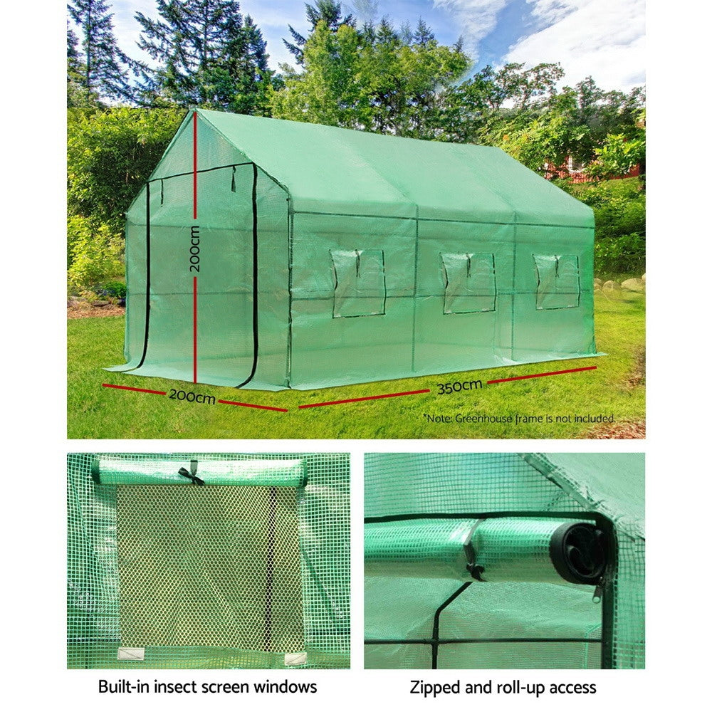 Greenfingers 3.5X2X2M Walk In Replacement Greenhouse PE Cover Shed - Cover Only