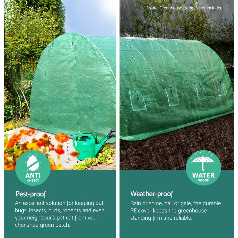 Greenfingers 4X3X2M Walk In Replacement Greenhouse PE Cover Shed - Cover Only