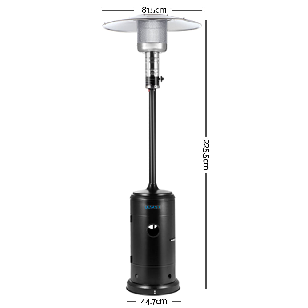 Devanti Portable Gas Patio Heater - Black and Silver