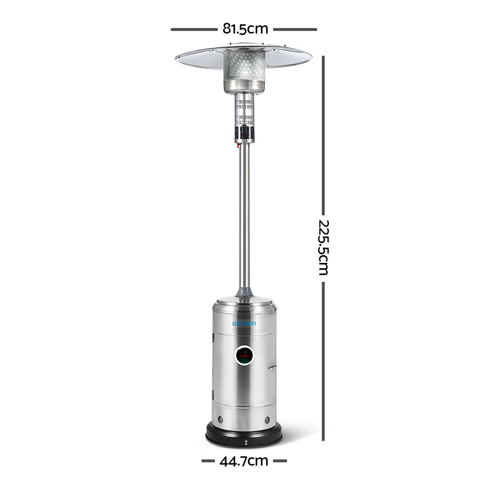 Devanti Portable Gas Patio Heater - Silver