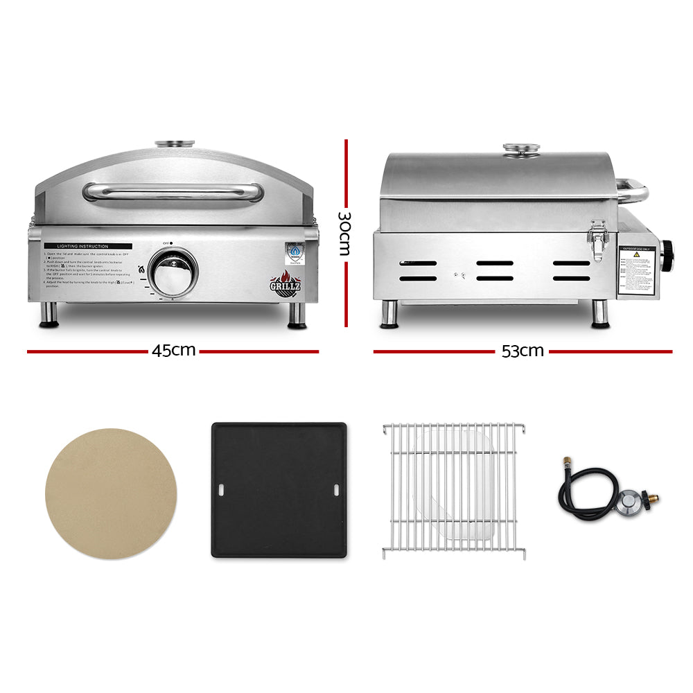 Grillz Portable Gas Oven Camping Cooking LPG Grill Pizza Stove Stainless Steel