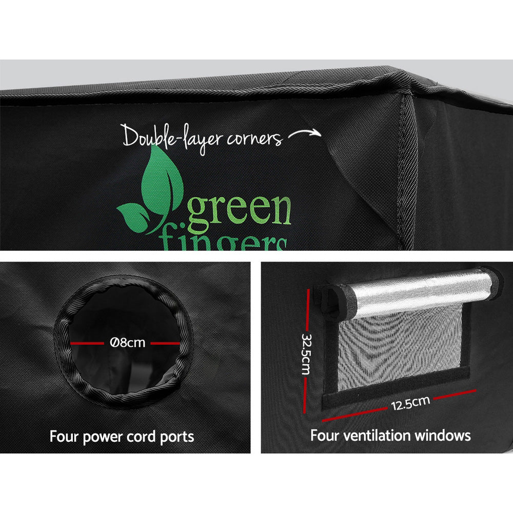 Green Fingers Grow Tent 240x120x200CM Hydroponics Kit Indoor Plant Room Black