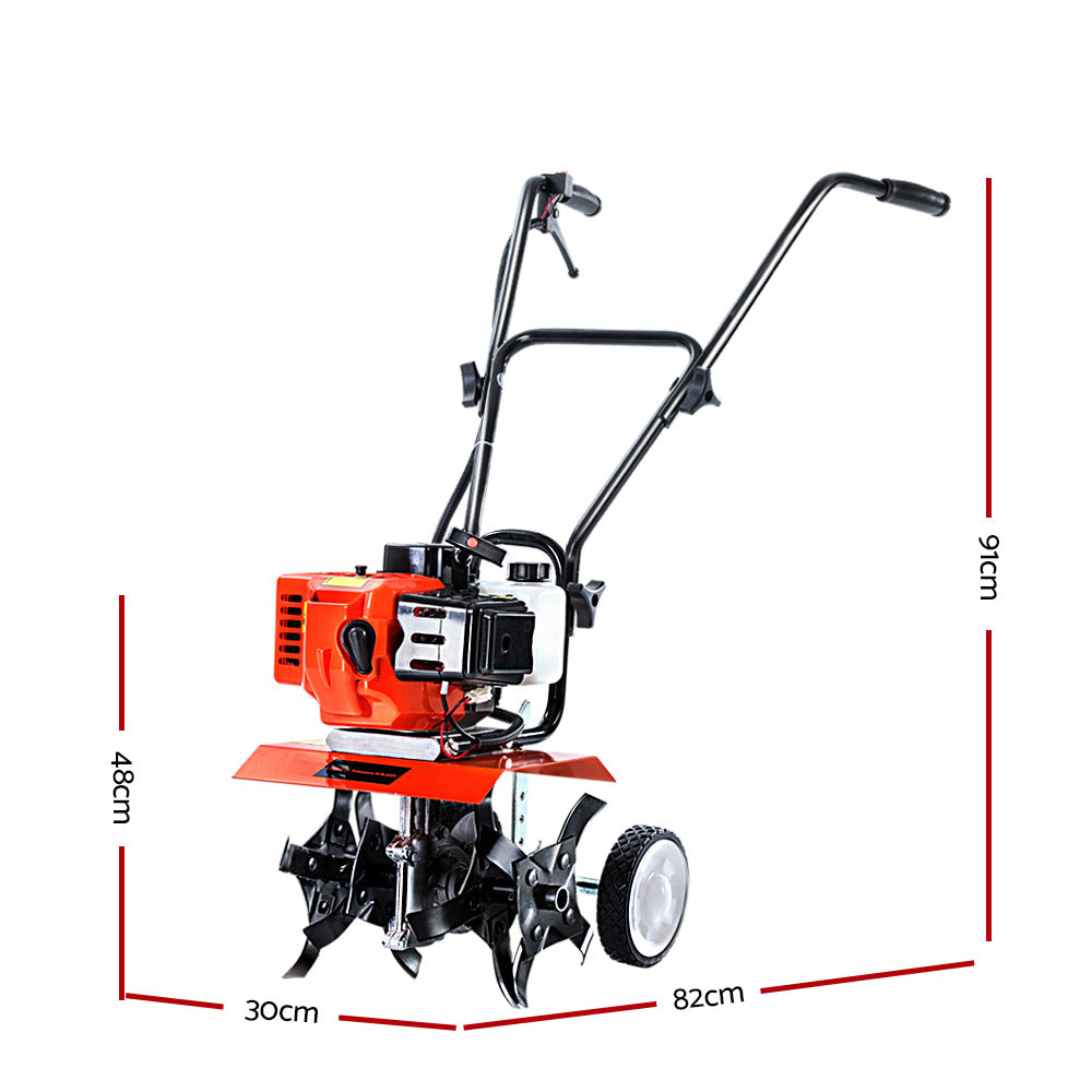 Giantz 72CC Garden Cultivator Tiller Petrol Rotary Hoe 16 Tines Rototiller