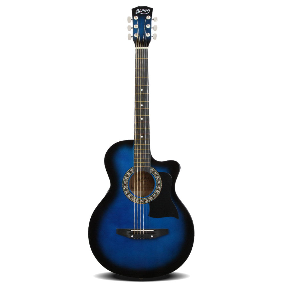 Alpha 38 Inch Wooden Acoustic Guitar Set - Blue