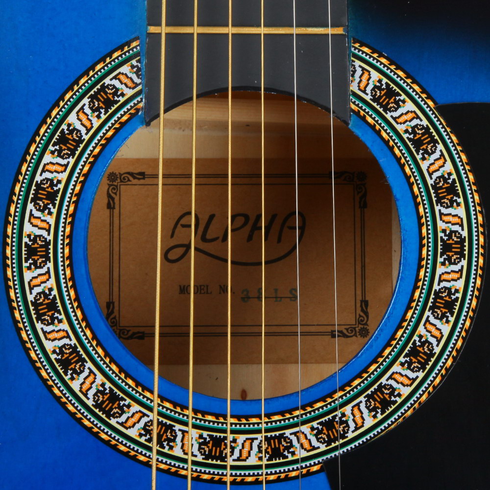 Alpha 38 Inch Wooden Acoustic Guitar Set - Blue