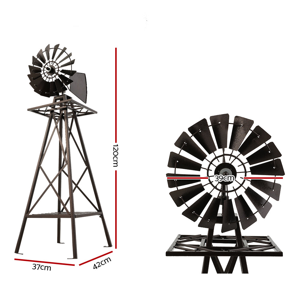 Garden Windmill 120cm Metal Ornaments Outdoor Decor Ornamental Wind Mill