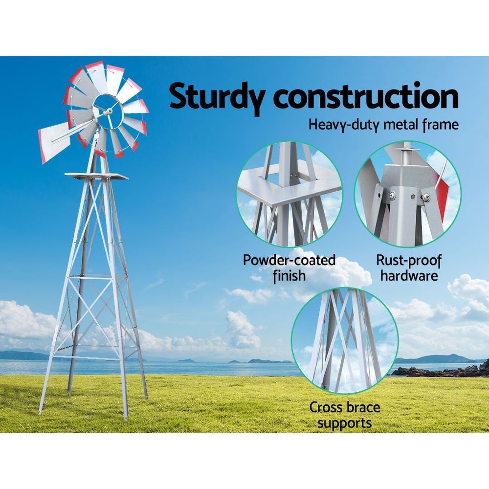 Garden Windmill 4FT 146cm Metal Ornaments Outdoor Decor Ornamental Wind Will