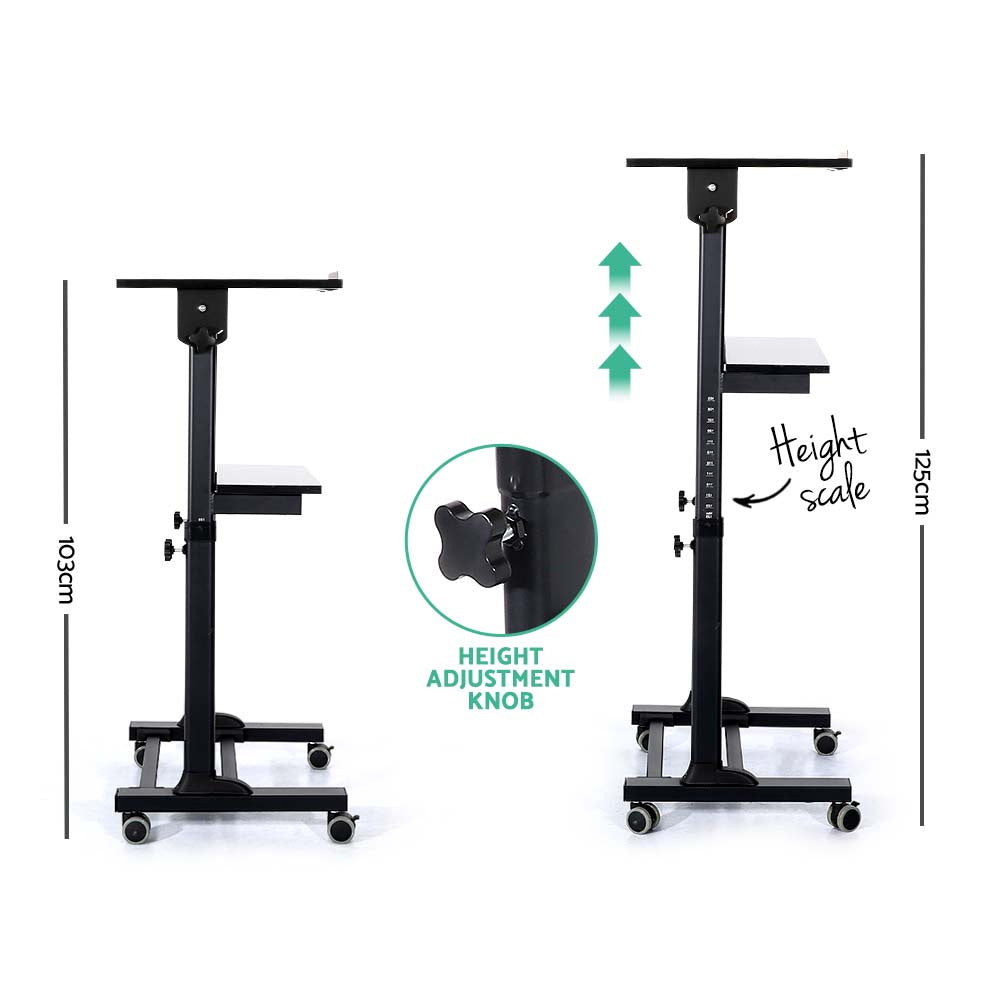 Height Adjustable Tilt Mobile Standing Laptop Desk Office Bedside Table