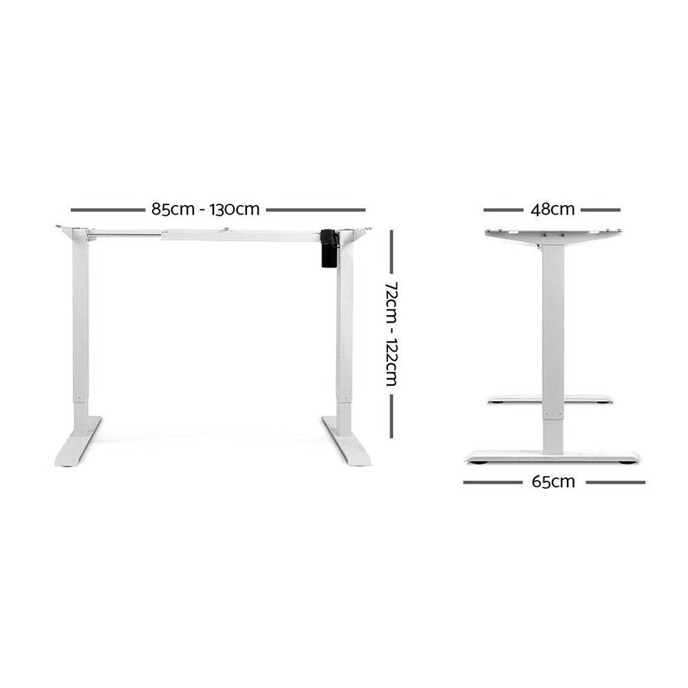 Electric Motorised Height Adjustable Standing Desk - White Frame with 100cm Walnut Top