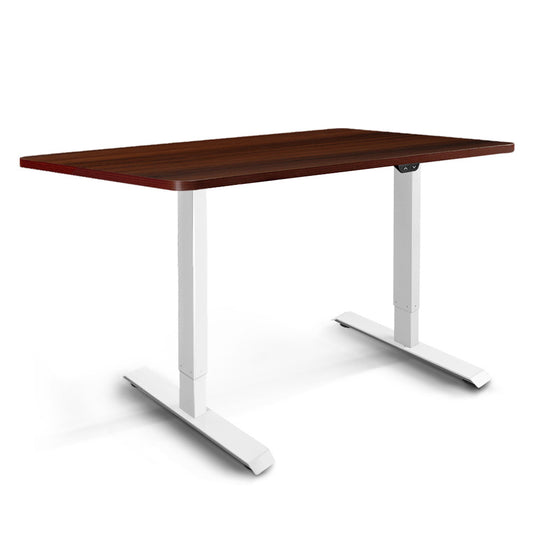 Electric Motorised Height Adjustable Standing Desk - White Frame with 140cm Walnut Top