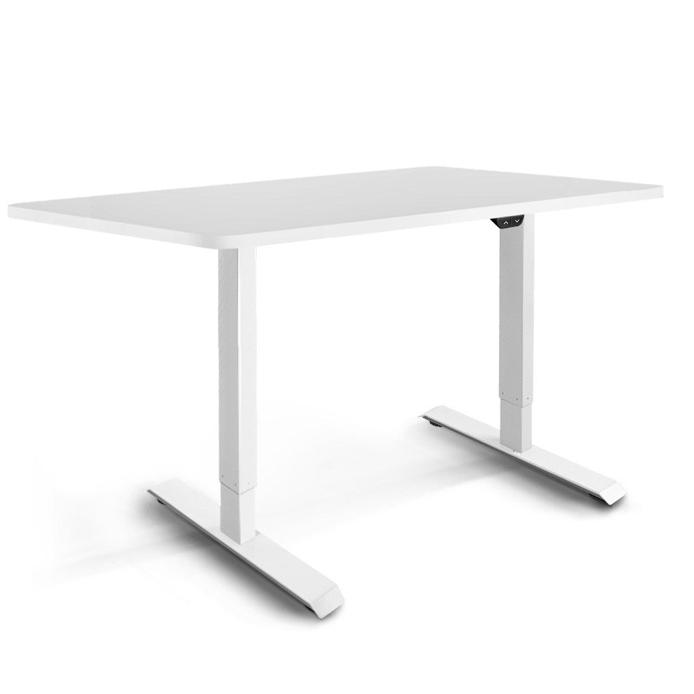 Electric Motorised Height Adjustable Standing Desk - White Frame with 140cm White Top