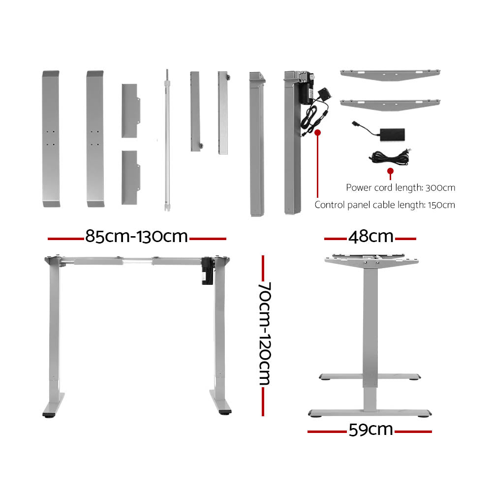 Artiss Electric Standing Desk Motorised Sit Stand Desks Table Grey Brown 140cm