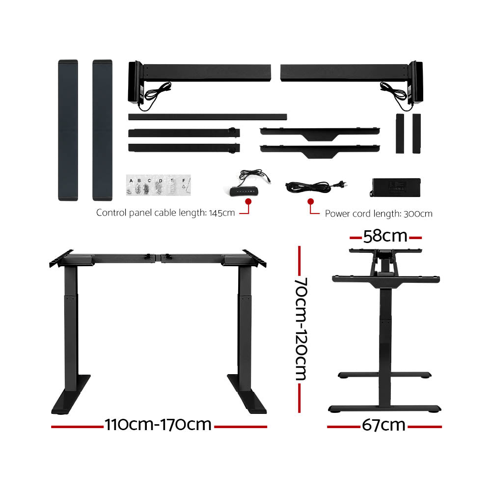 Artiss Standing Desk Electric Adjustable Sit Stand Desks Black Brown 140cm