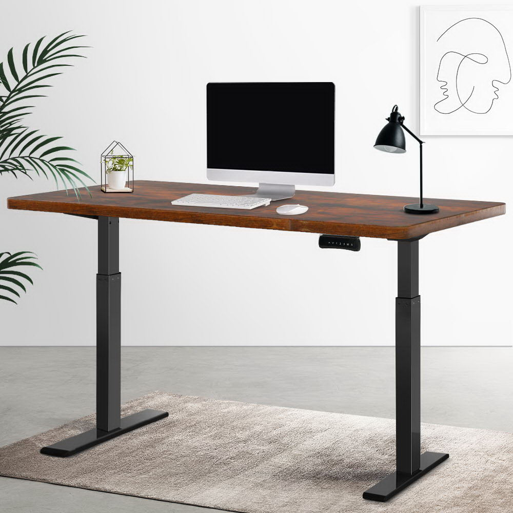 Artiss Standing Desk Electric Adjustable Sit Stand Desks Black Walnut 140cm