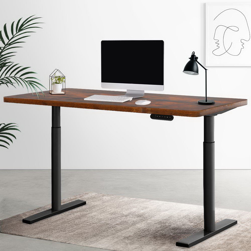 Artiss Electric Standing Desk Adjustable Sit Stand Desks Black Brown 140cm