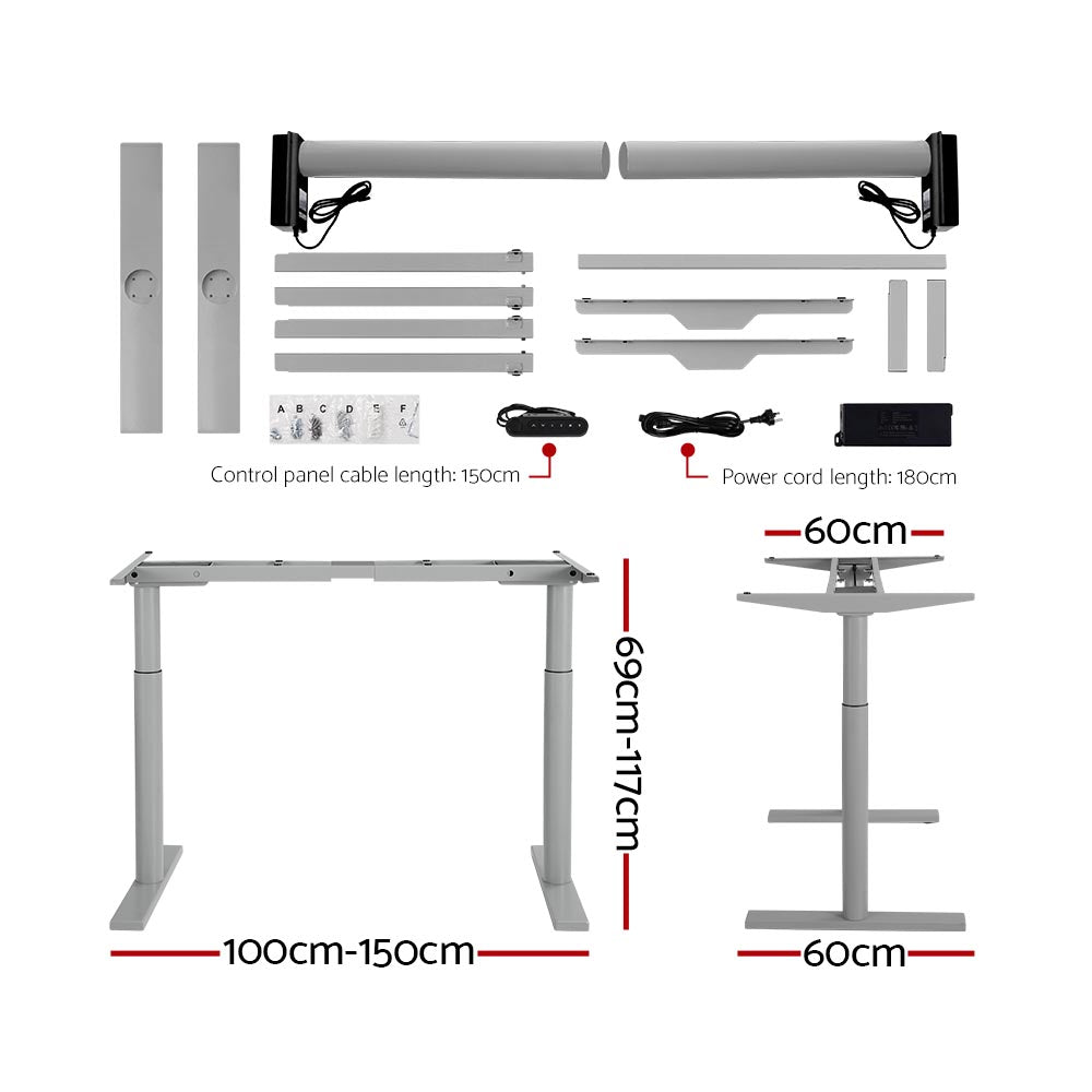 Artiss Electric Standing Desk Adjustable Sit Stand Desks Grey Brown 140cm