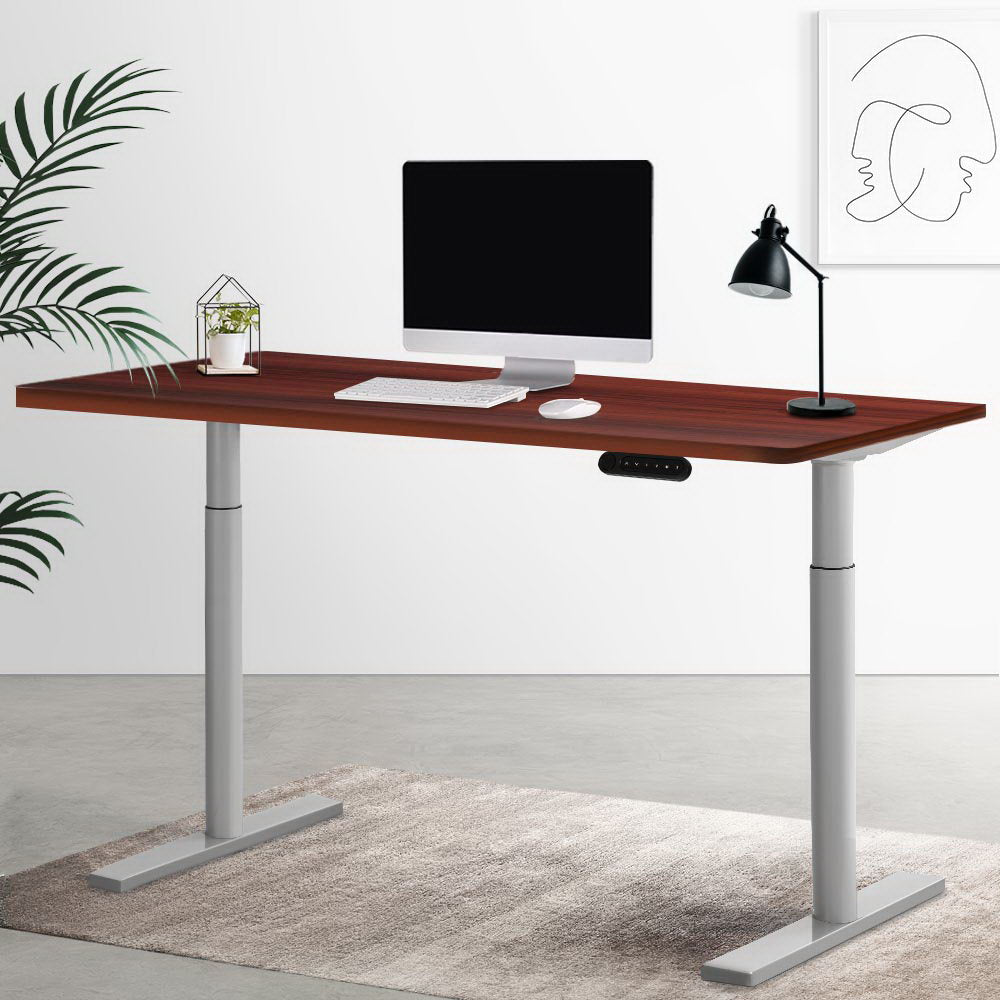 Artiss Electric Standing Desk Motorised Adjustable Sit Stand Desks Grey Walnut