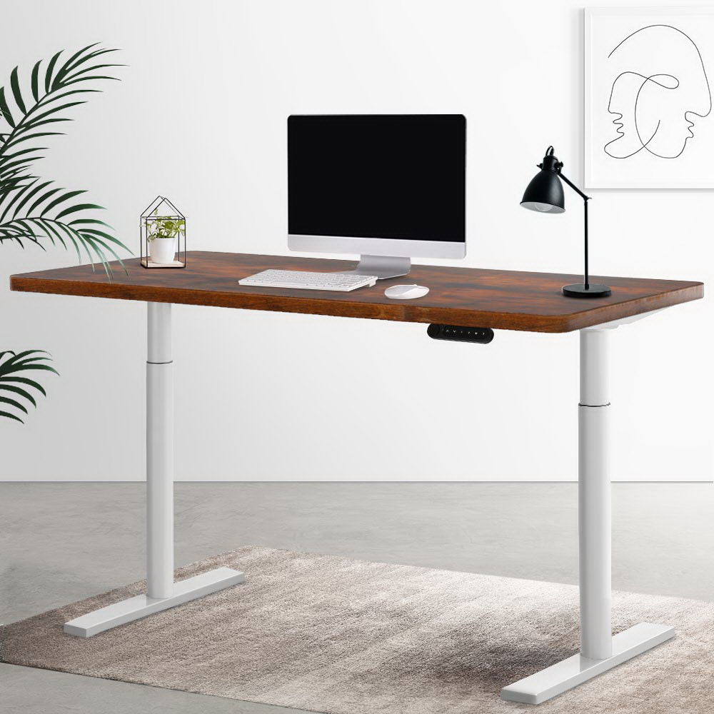 Artiss Electric Standing Desk Height Adjustable Sit Stand Desks White Brown